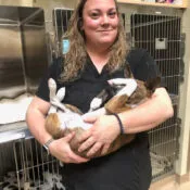 Kirsten with her cats, Oreo and Felix